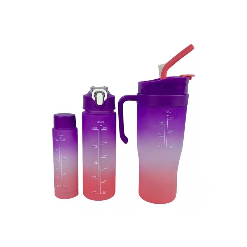 GENERICO - Tomatodo Trio 1200 ml 800 ml 300 ml Sticker 2D en Morado