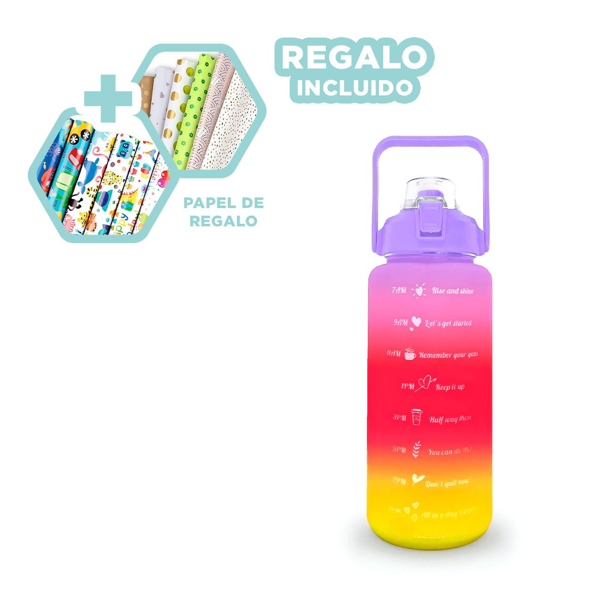 GENERICO - Tomatodo para Colegio Multicolor 2L Y+Papel de Regalo