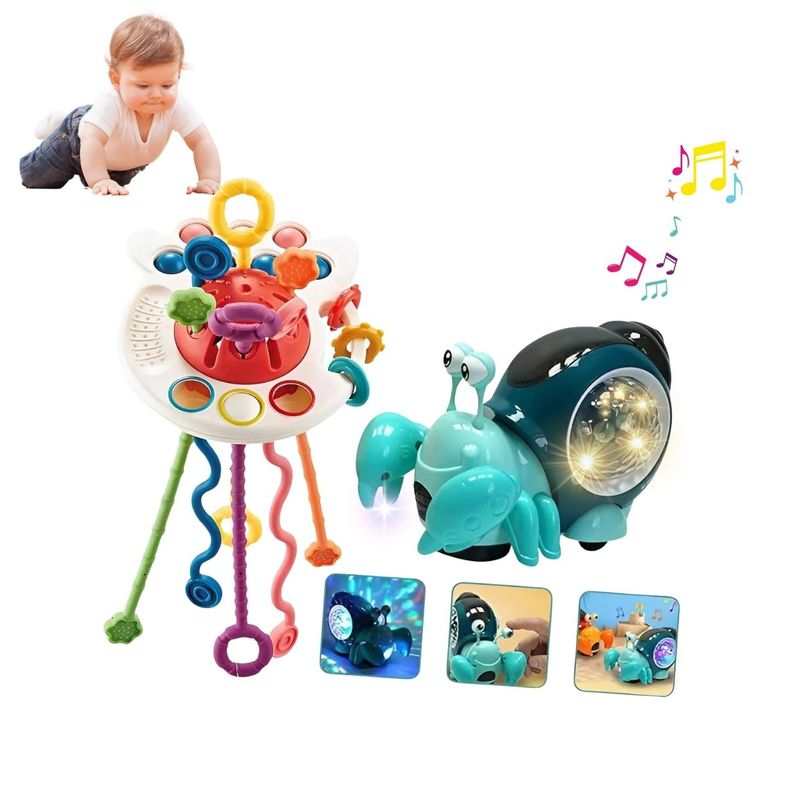 GENERICO - Pack Sensorial Bebé Explorador  Cangrejo Musical + OVNI Montessori
