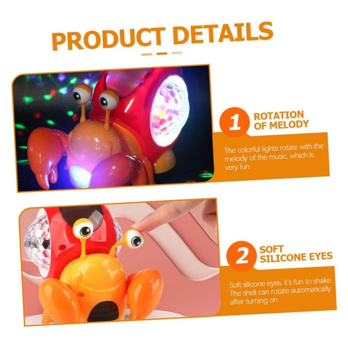 GENERICO - Cangrejo Musical Rojo de Juguete con Luces LED para Bebé