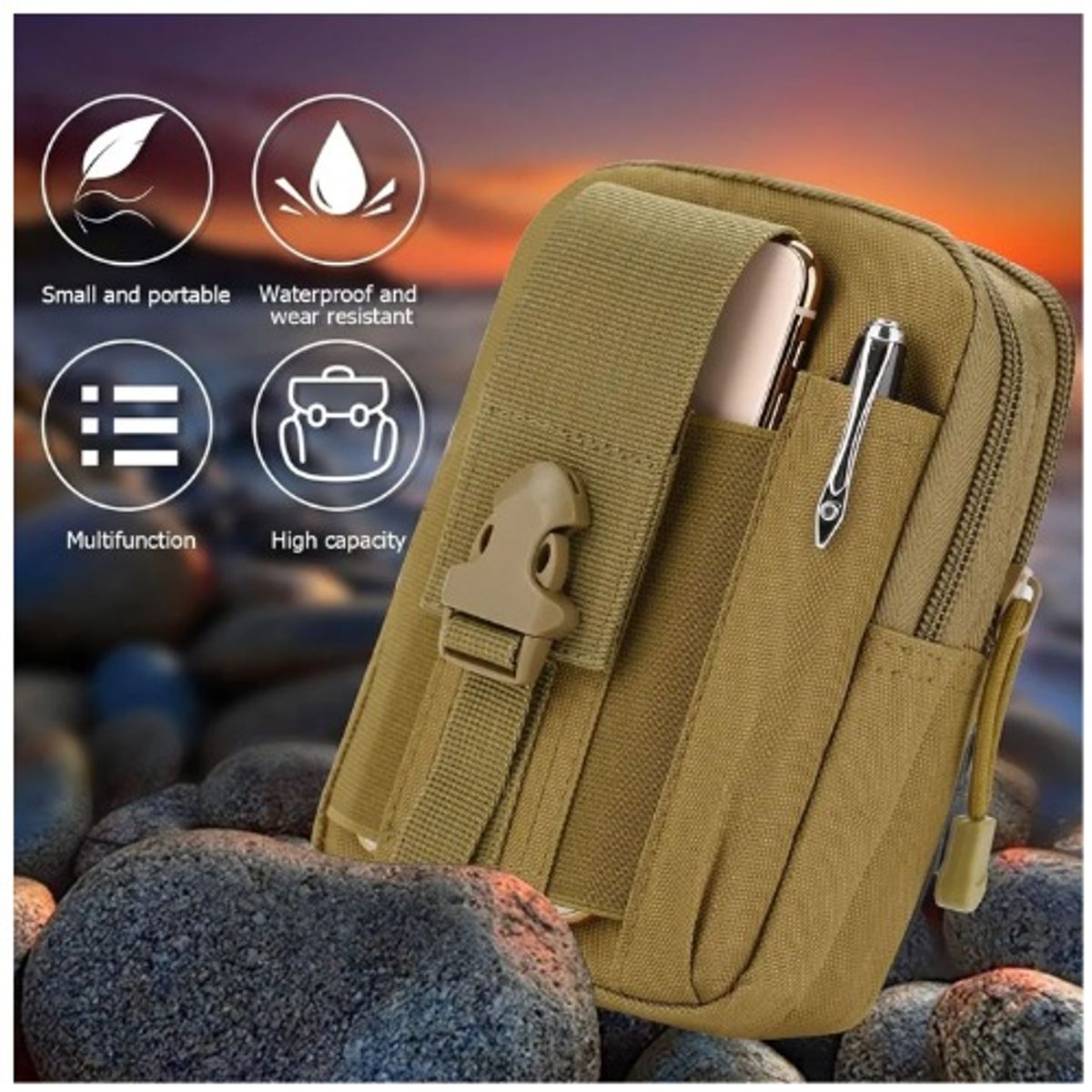 GENERICO - Morral Bolso Militar Táctico Molle Clip De Cinturón