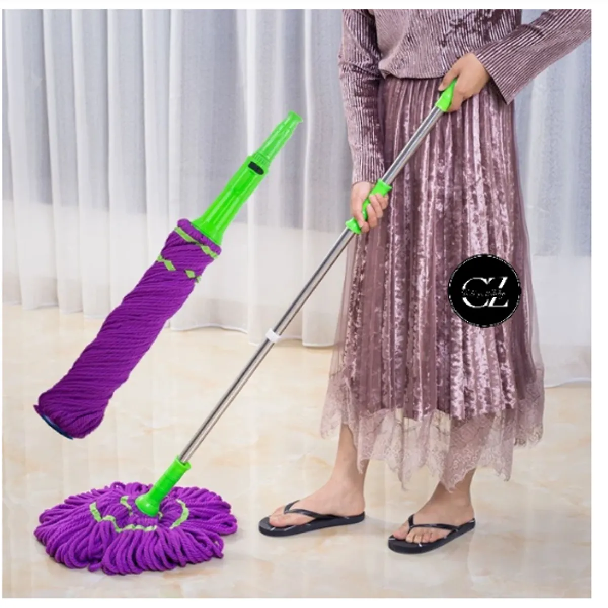 GENERICO - Trapeador y escurridor a la vez - giratorio trapeador magico