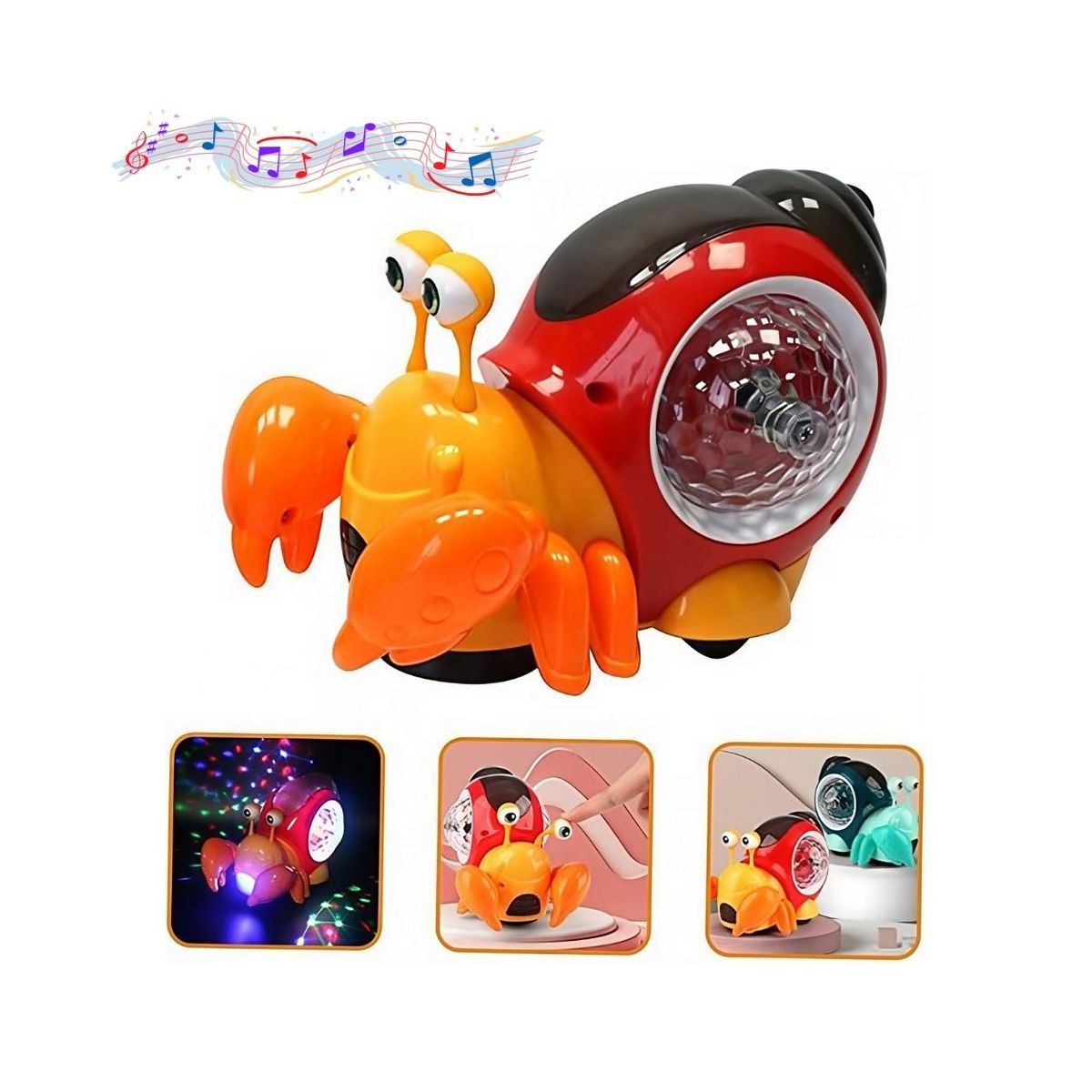 GENERICO - Cangrejo Rojo de Juguete con Música y Luces LED para Bebé