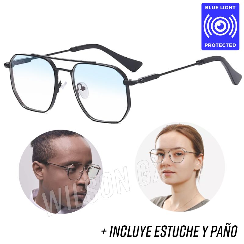 OEM - Lentes Premium Negros Modelo Clásico Con Filtro Azul para Computadora