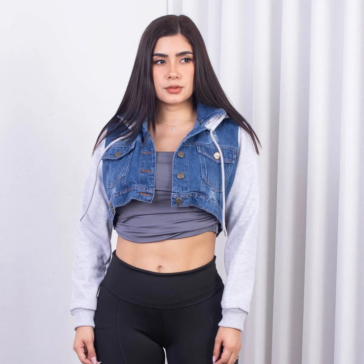 BENCUS JEANS - Casaca Jean Franela  Mujer Plomo