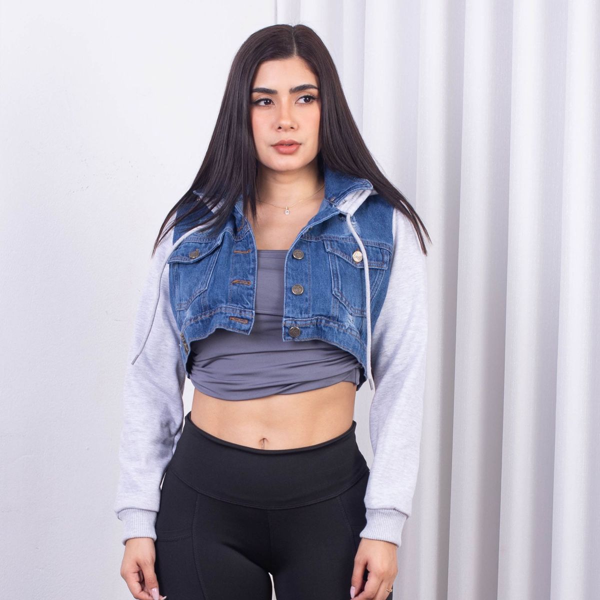 BENCUS JEANS - Casaca Jean Franela  Mujer Plomo