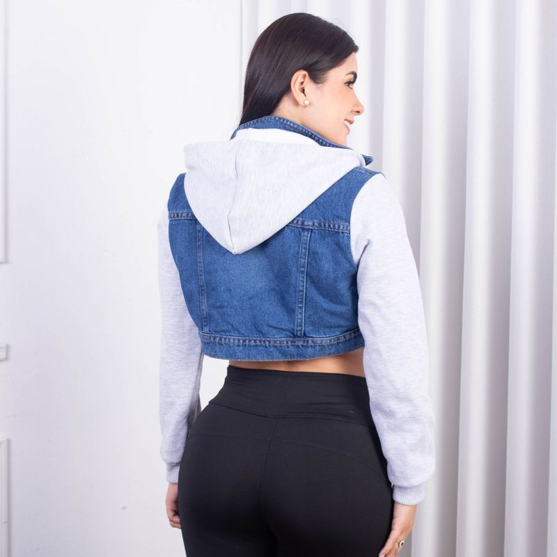 Casaca Jean Crop con Capucha para Mujer BENCUS JEANS