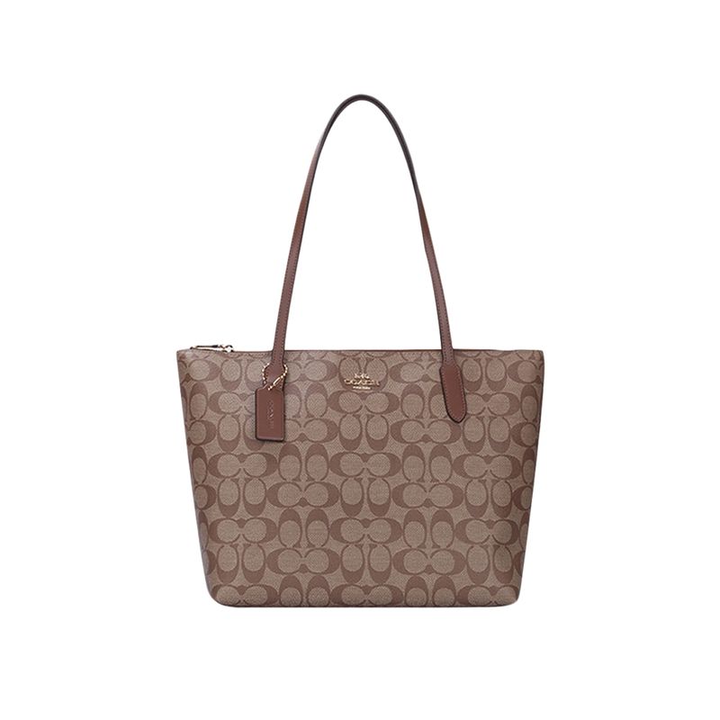 COACH - COACH Mochilas Mujer Tote Bag In Signature Canvas Khaki Saddle 4455