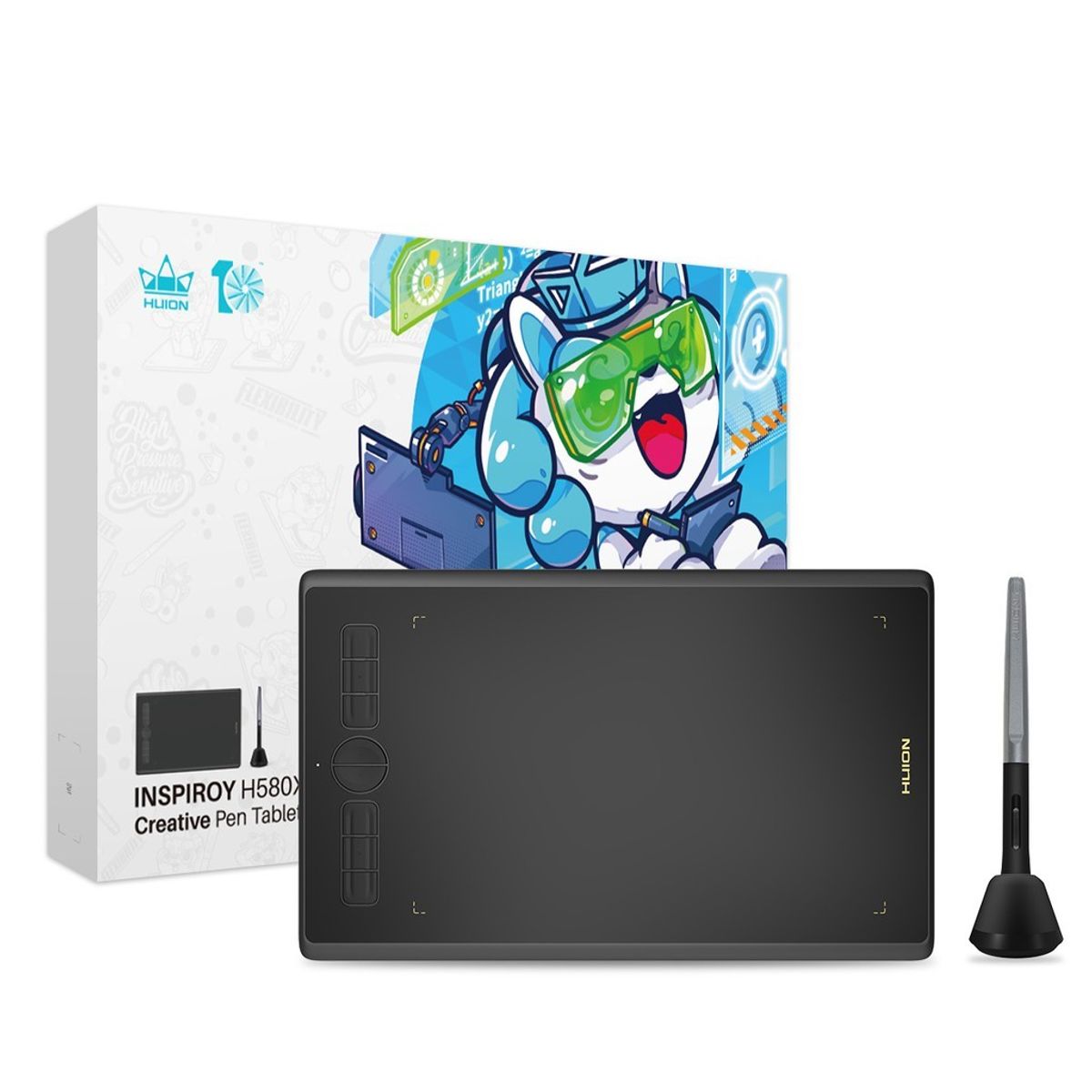 HUION - HUION Inspiroy H580X Tableta Gráficaa con 8 Teclas Personalizables