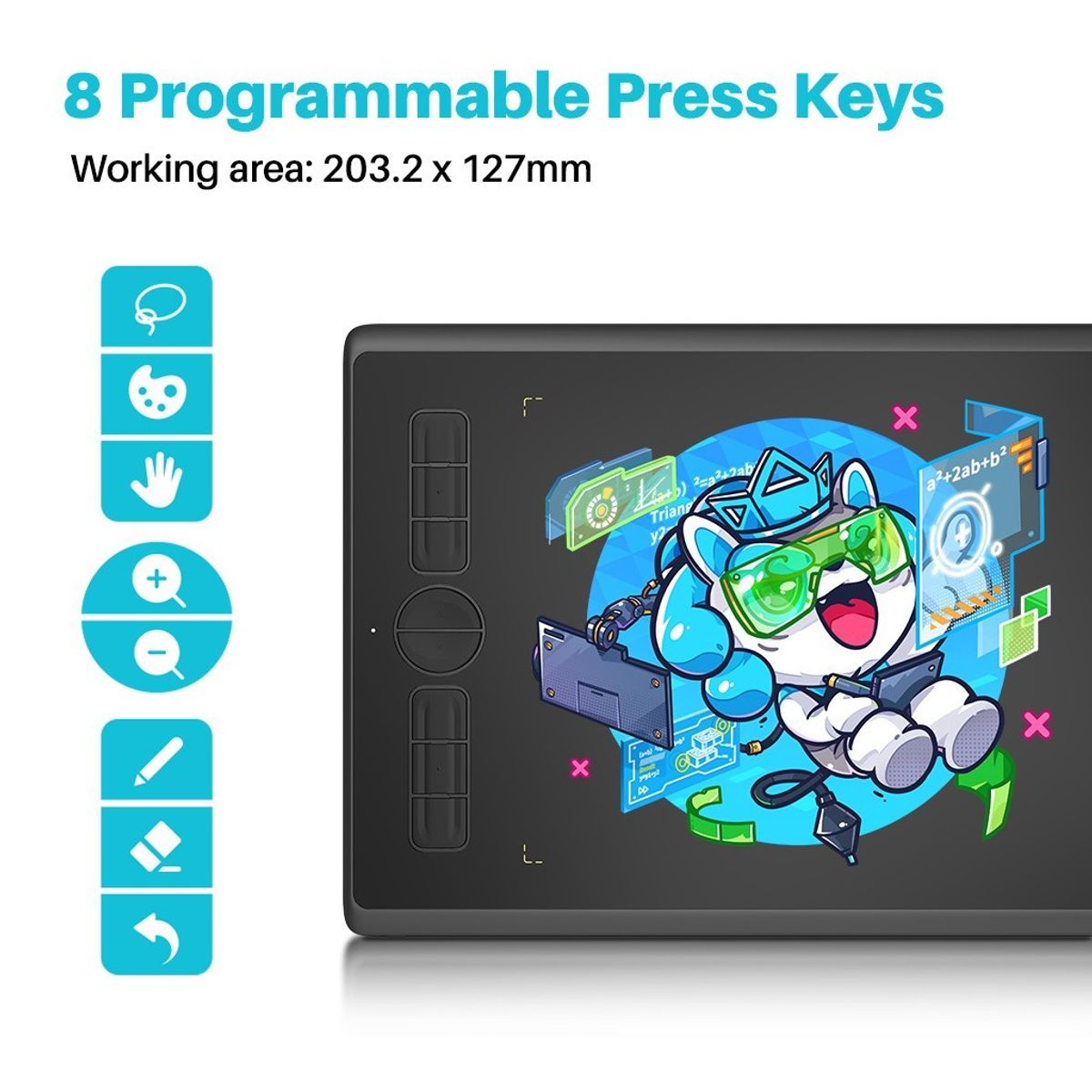 HUION - HUION Inspiroy H580X Tableta Gráficaa con 8 Teclas Personalizables