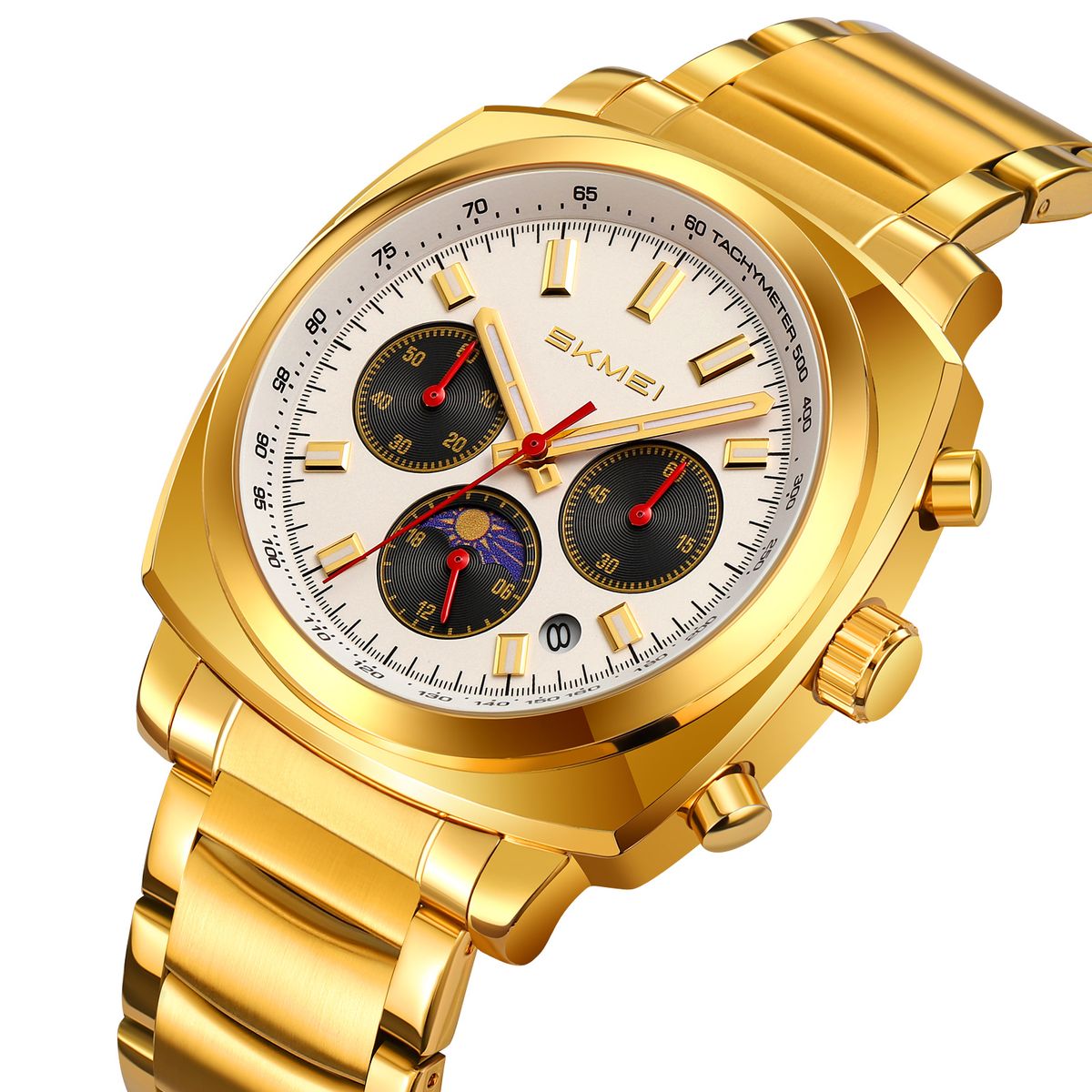 SKMEI - Reloj Skmei 9360 Plateado Correa Acero Digital Analogo