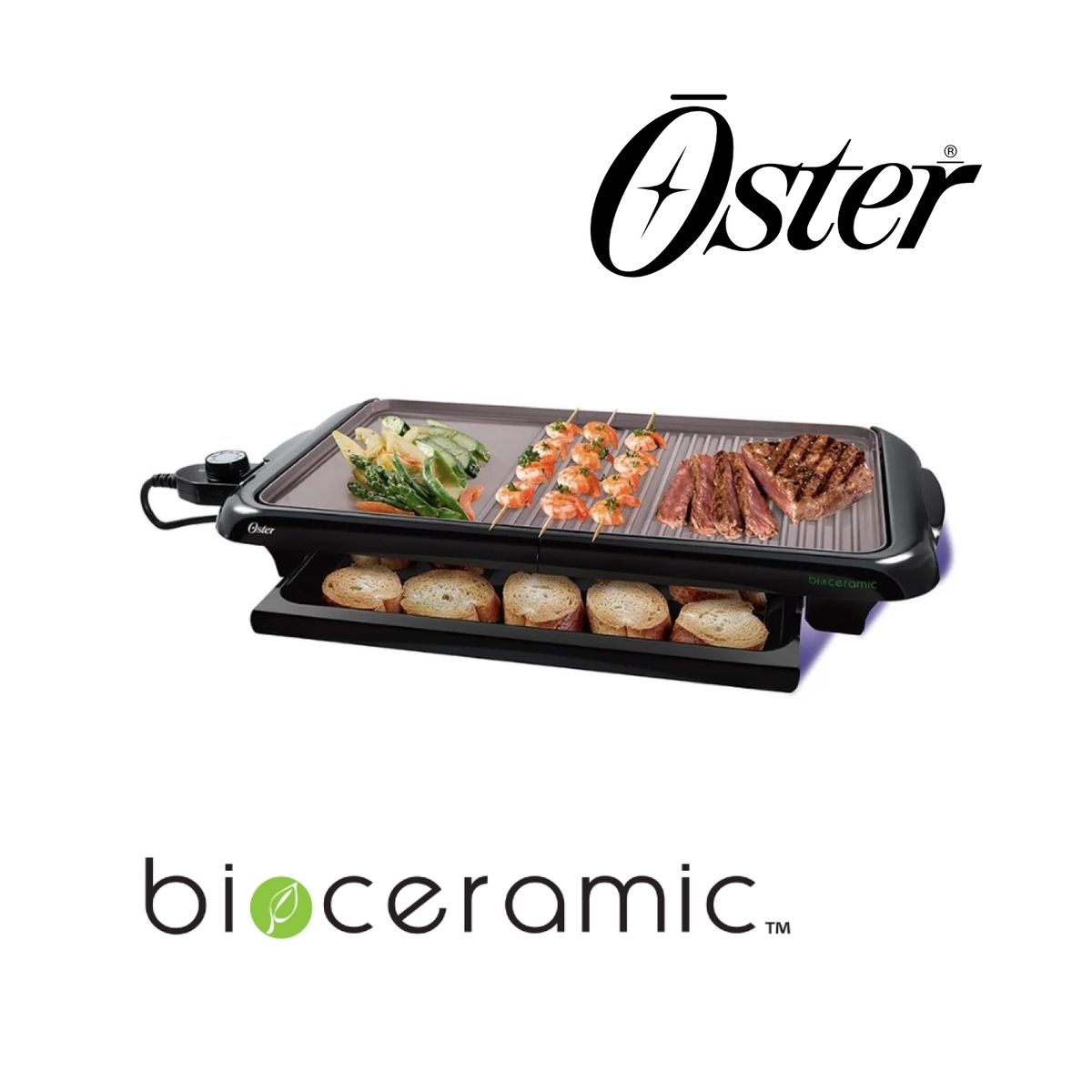 OSTER - Plancha y parrilla para asar Oster® Bioceramic® CKSTGR5085