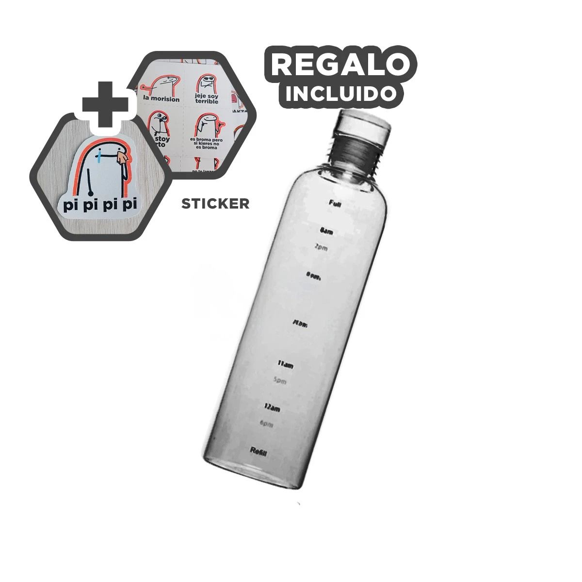 GENERICO - Botella Funcional para Bebidas Negro Y+Regalo Stickers