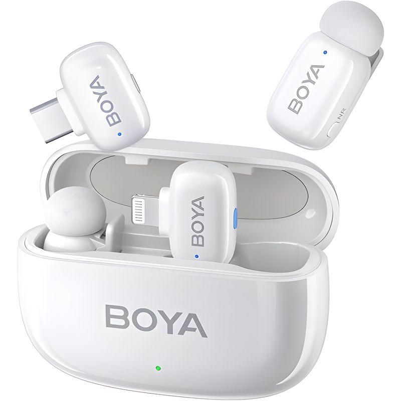 BOYA - BOYA Mini-13 Micrófono Inalámbrico USB-C Lightning Blanco Para iPhone