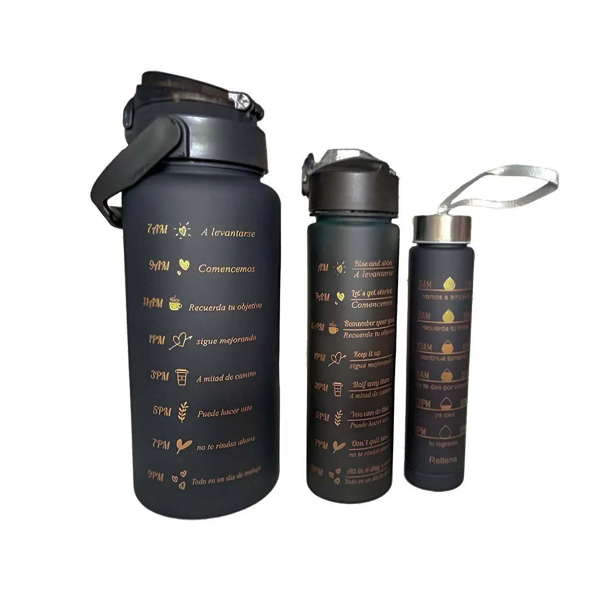 GENERICO - Tomatodo Trio de Alta Capacidad 2L 1L y 300ml con Tapa Negro