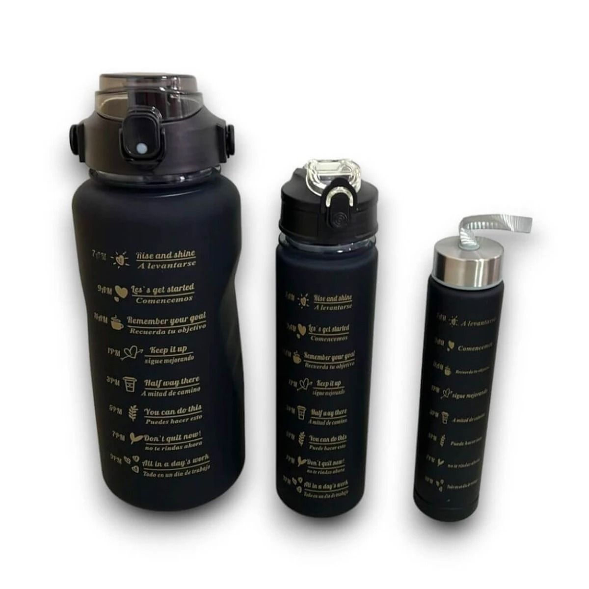 GENERICO - Tomatodo Trio de Alta Capacidad 2L 1L y 300ml con Tapa Negro