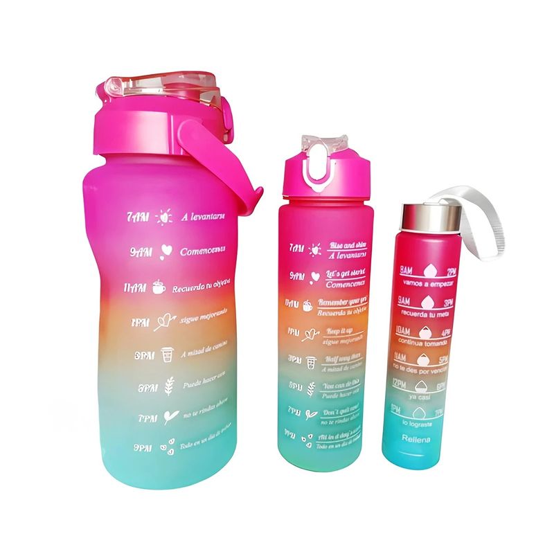 GENERICO - Tomatodo Trio de Alta Capacidad 2L 1L y 300ml Fucsia