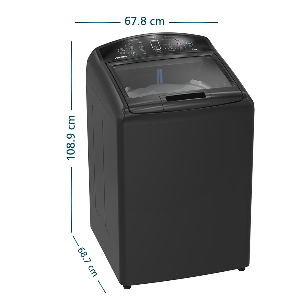 MABE - Lavadora Automática Mabe LMA72200WDBB2 22 Kg Diamond Gray
