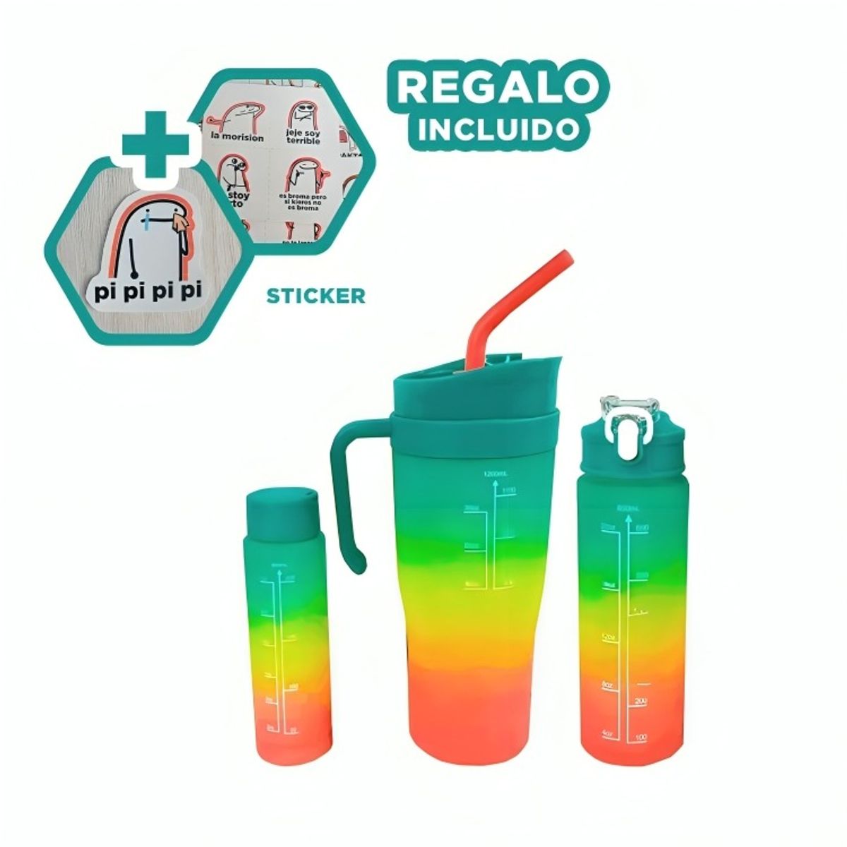 GENERICO - Tomatodo de Diferentes Tamaños Verde Y+Regalo Stickers