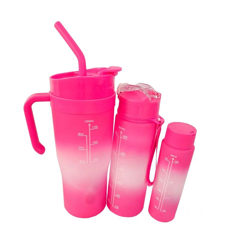 GENERICO - Tomatodo Trio 1200 ml 800 ml 300 ml Sticker 2D en Fucsia