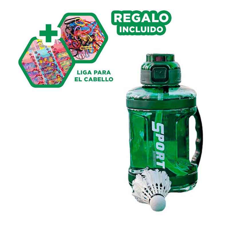GENERICO - Pack4 Botella Sport para el Gimnacio Verde Y+Ligas de Regalo