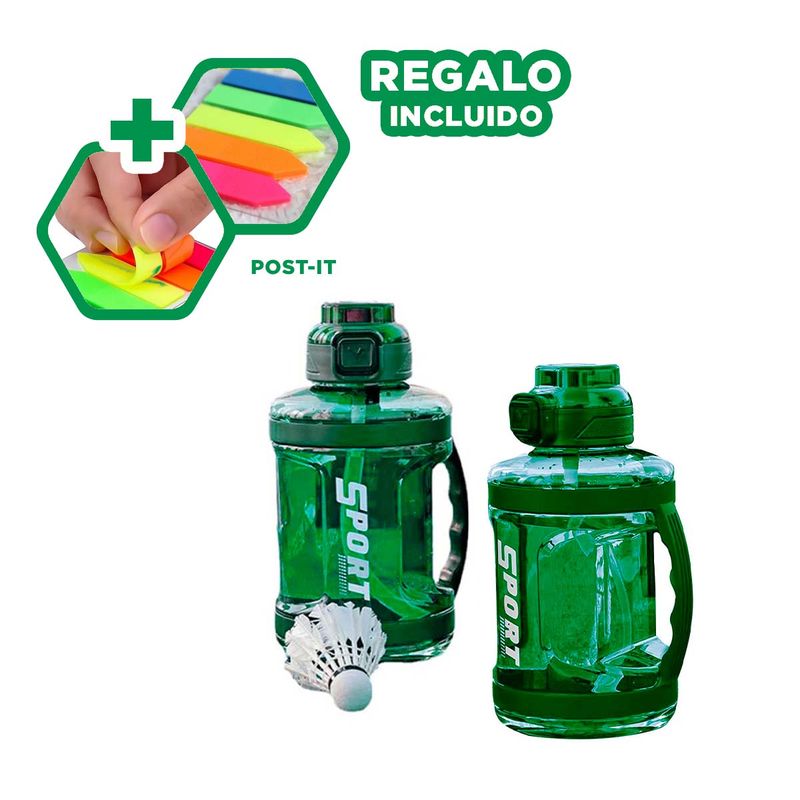 GENERICO - Pack4 Tomatodo Bidon para Agua Verde Y+Banderitas Adhesivas