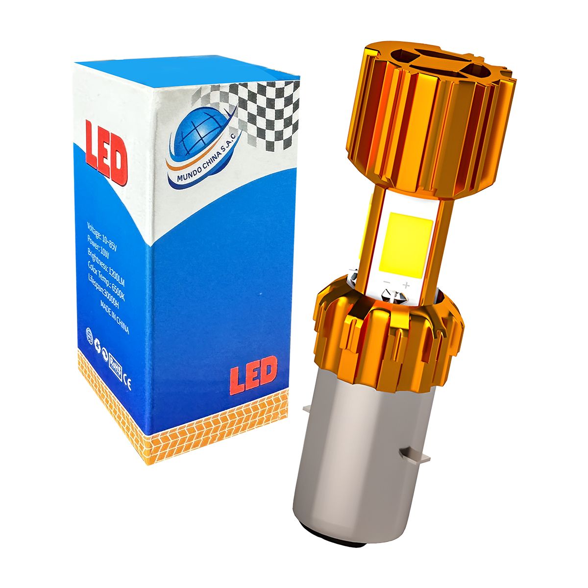 GENERICO - Foco led para Moto Base GL12 Led 3Caras disipador 36w