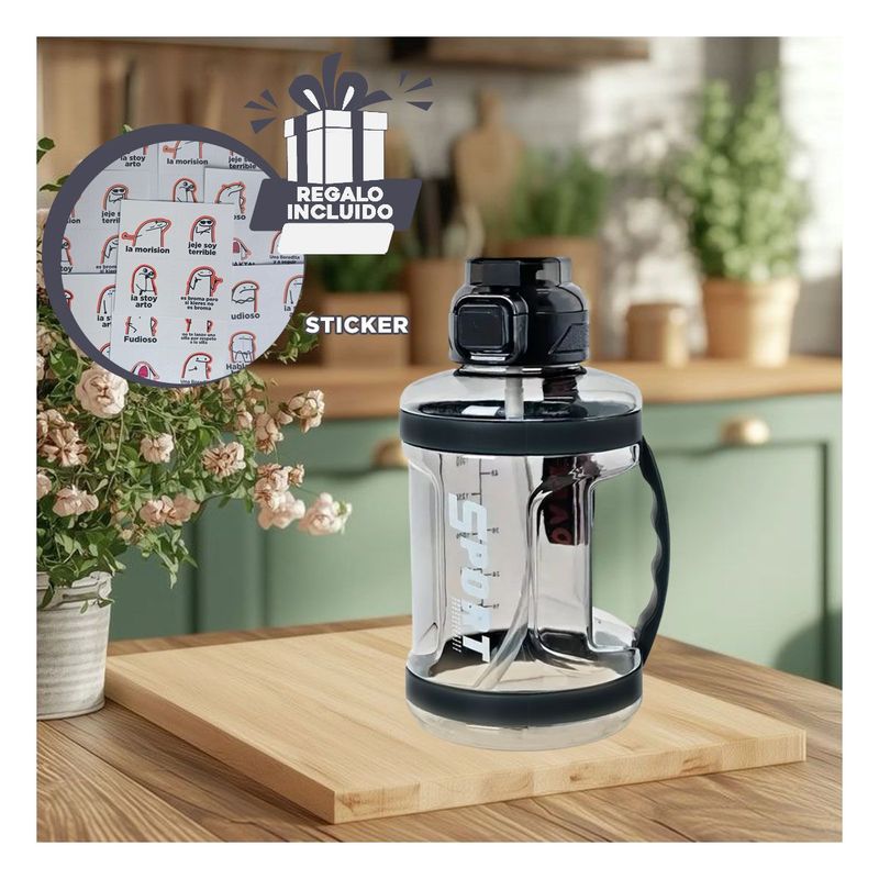 GENERICO - Tomatodo para Gym Grande Negro Y+Regalo Stickers