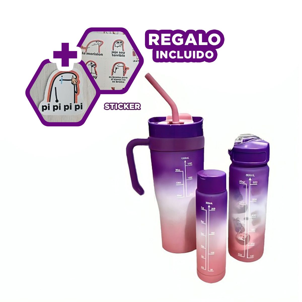 GENERICO - Tomatodo de Diferentes Tamaños Morado Y+Regalo Stickers