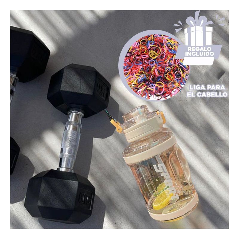 GENERICO - Pack4 Botella Sport para el Gimnacio Blanc Y+Ligas de Regalo