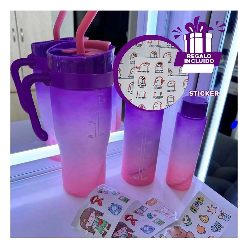 GENERICO - Pack6 Bebetodo de 3 Capacidades Morado Y+Regalo Stickers