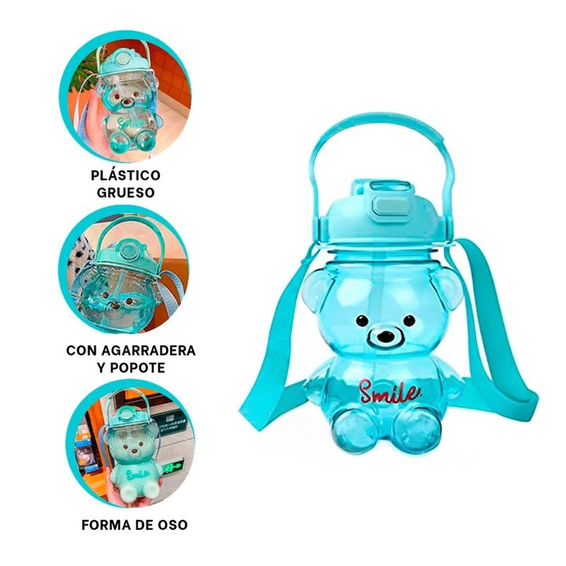 GENERICO - Botella Divertida Infantil Color Verde Y+Ligas de Regalo