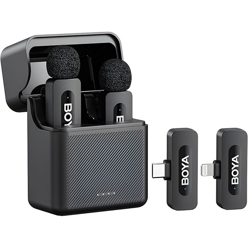 BOYA - BOYA BY-V3 Combo Micrófono Inalámbrico Profesional USB-C y Lightning