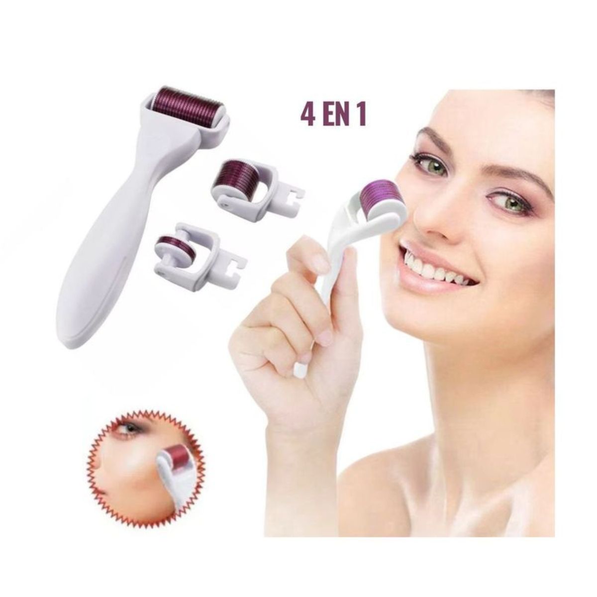 OEM - Derma Roller 4 en 1 Micro Abujas    Renovación Celular Piel Cabello