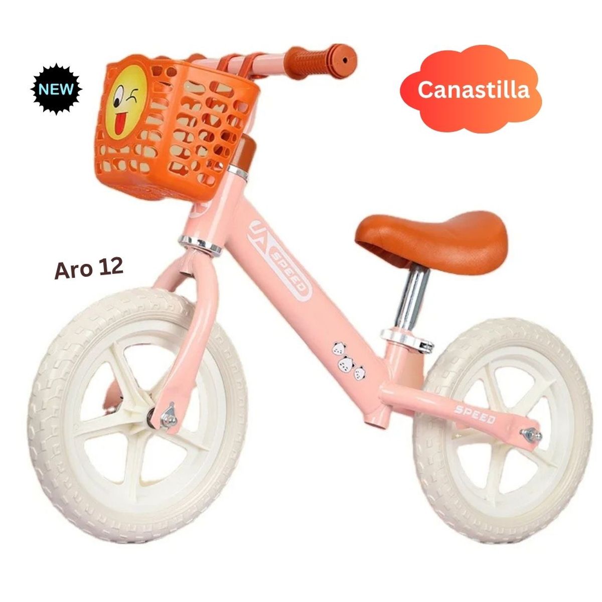 GENERICO - Bicicleta Balance Canastilla Vintage Para Niños Rosado