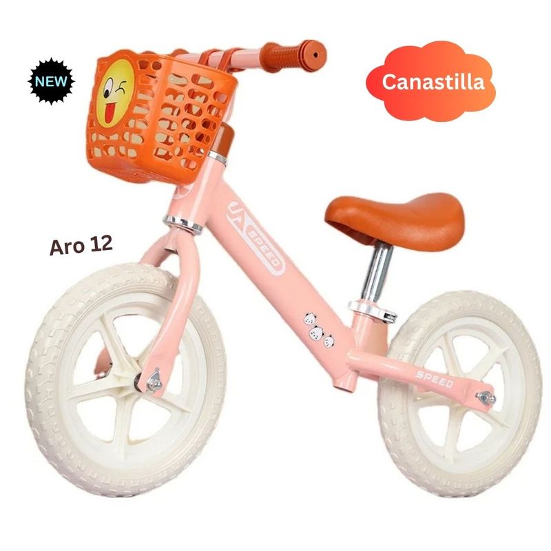 GENERICO - Bicicleta Balance Canastilla Vintage Para Niños Rosado