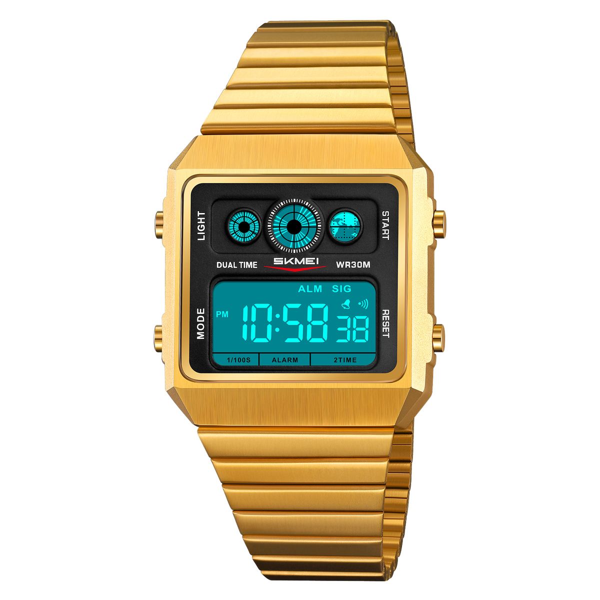 SKMEI - Reloj Skmei 2450 Plateado y Dorado Unisex Digital