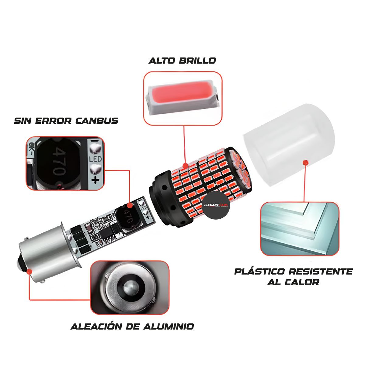 GENERICO - Par Focos led 2contacto para freno luz altabaja alta potencia