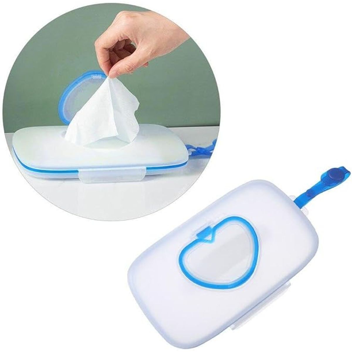 GENERICO - PORTA PAÑITOS HUMEDOS ESTUCHE CORAZÓN - AZUL