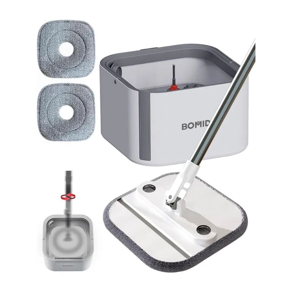 BOMIDI - Trapeador Giratorio 3 en 1 Bomidi M20 Blanco Limpieza práctica