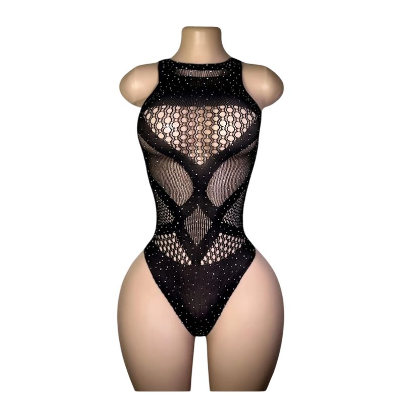 GENERICO - LENCERIA  MALLA  BODY BRILLOS  CATSUIT