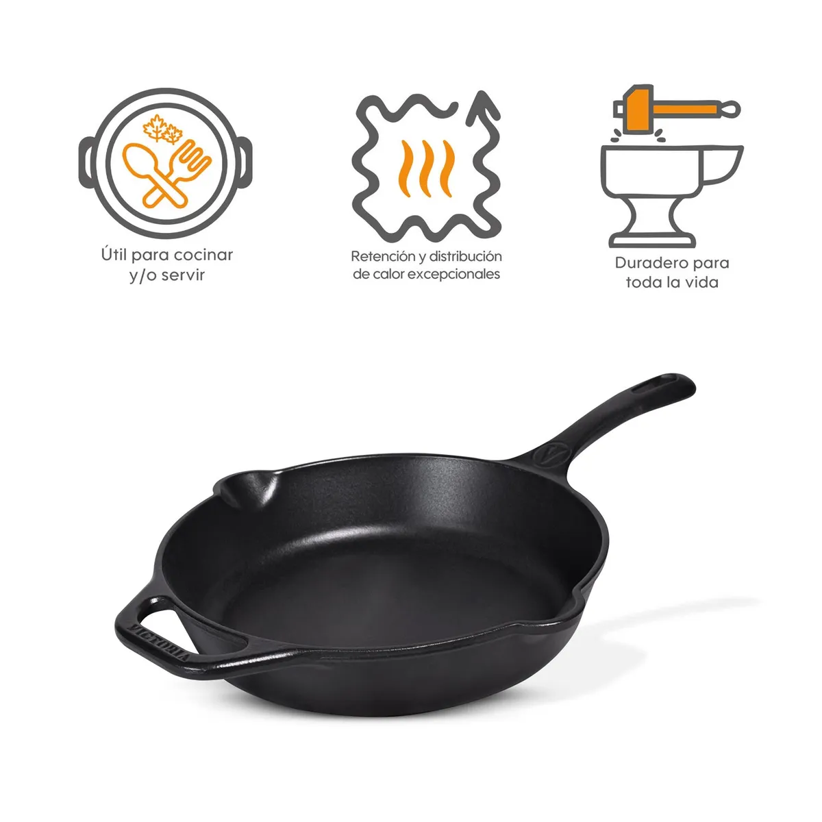 VICTORIA - Sartén N° 25 de Hierro Fundido Esmaltado