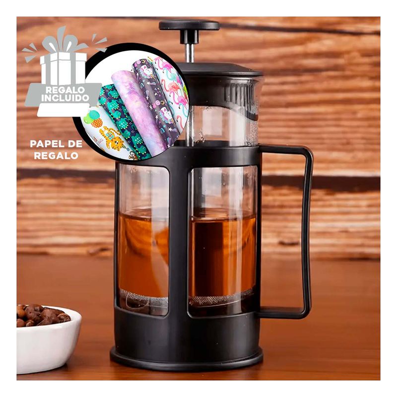 GENERICO - Pack6 Prensa Resistente para Cafe en Negro Y+Papel de Regalo