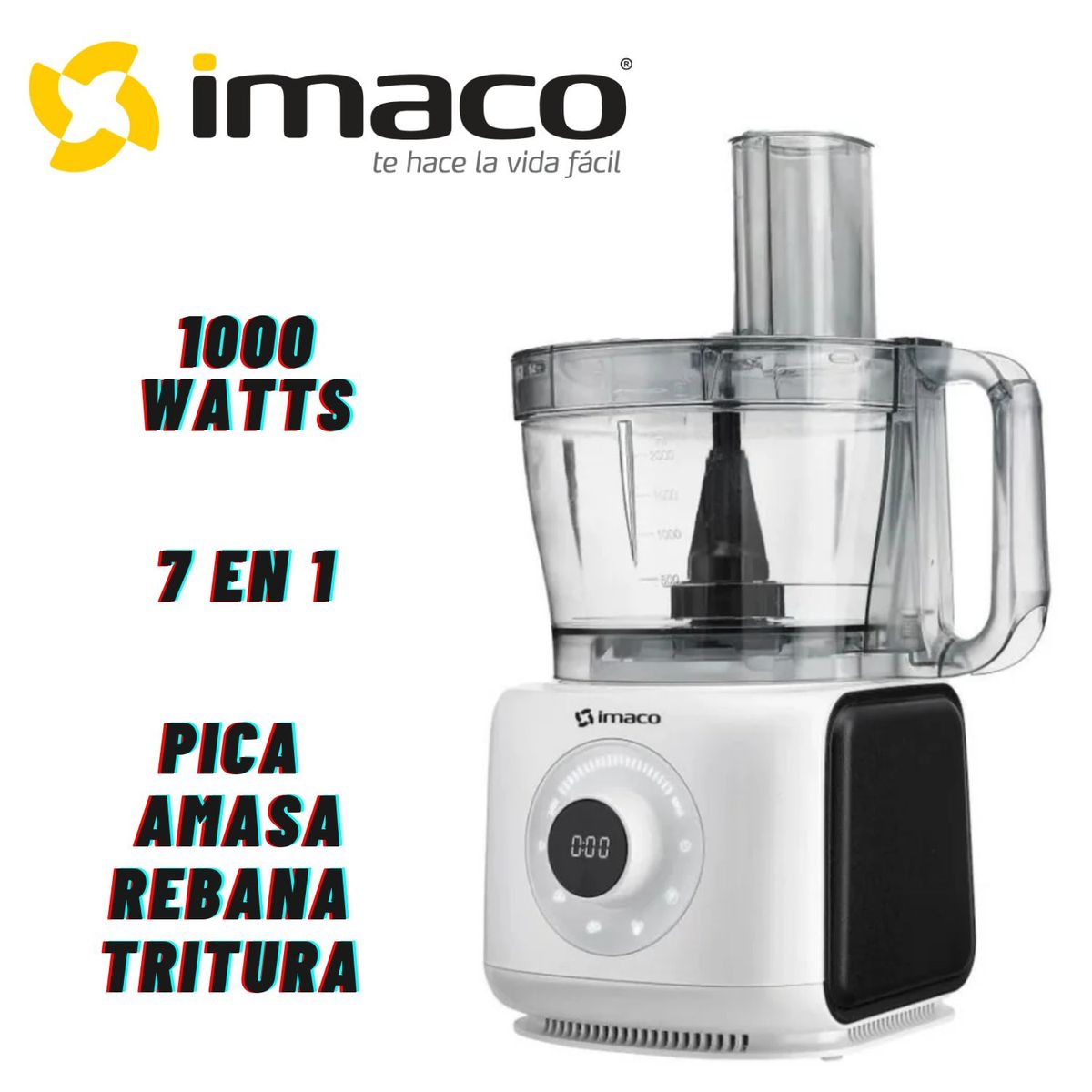 IMACO - Procesador de Alimentos IMACO FP416A 1000W 7 en 1