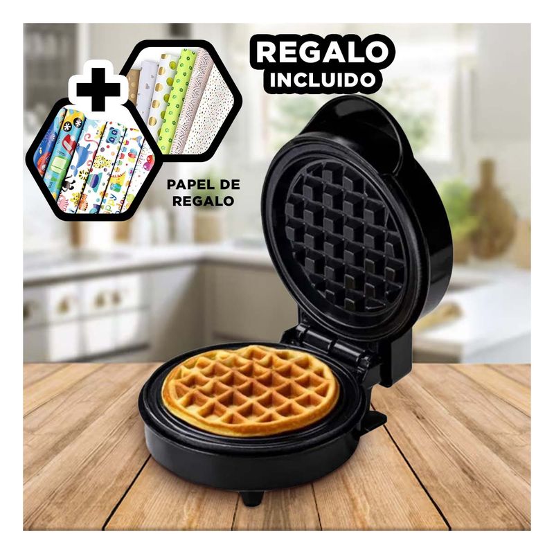 GENERICO - Mini Waflera Portatil de Facil Uso Negro Y+Papel de Regalo