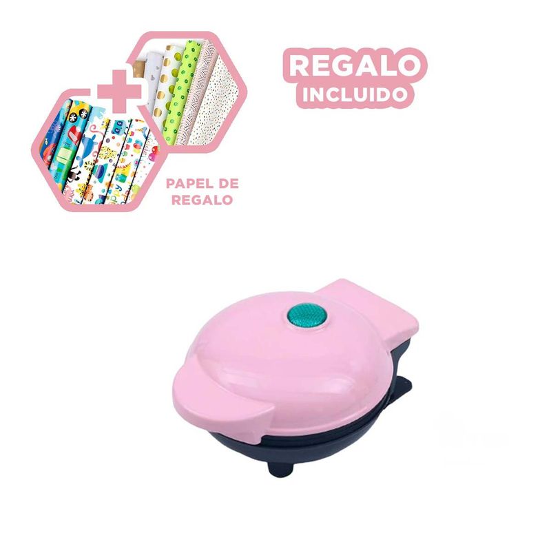 GENERICO - Mini Waflera Portatil de Facil Uso Rosado Y+Papel de Regalo