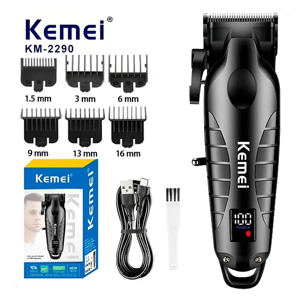 GENERICO - Kemei Cortadora De Pelo Km-2290 Afeitadora Eléctrica Clipper