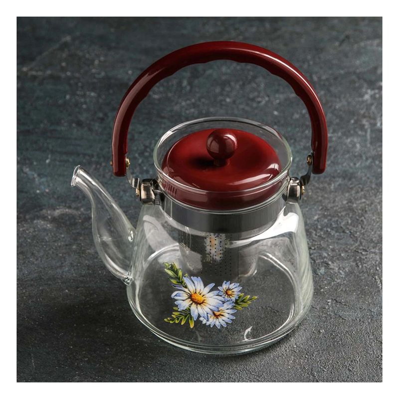 GENERICO - Pack4 Infusor de Vidrio para Bebidas Color Guinda de 600ml