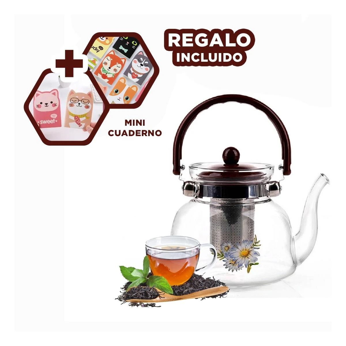 GENERICO - Tetera Resistente con Filtro de 850ml Y+Regalo Agendita