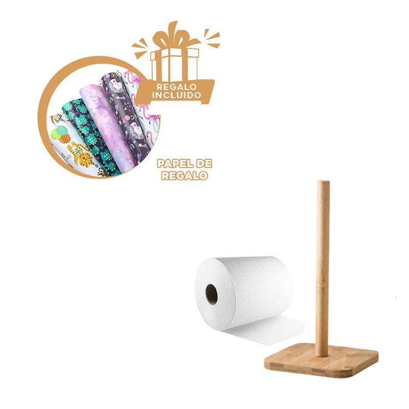 GENERICO - Porta Pano con Soporte de Madera de 1 Palo Y+Papel de Regalo